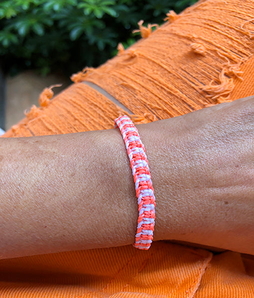 White & Coral Neon Braided